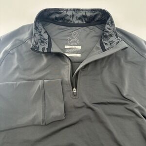 Swannies Golf Men's‎ L Performance 1/4 Zip Pullover Gray Floral REPREVE Stretch